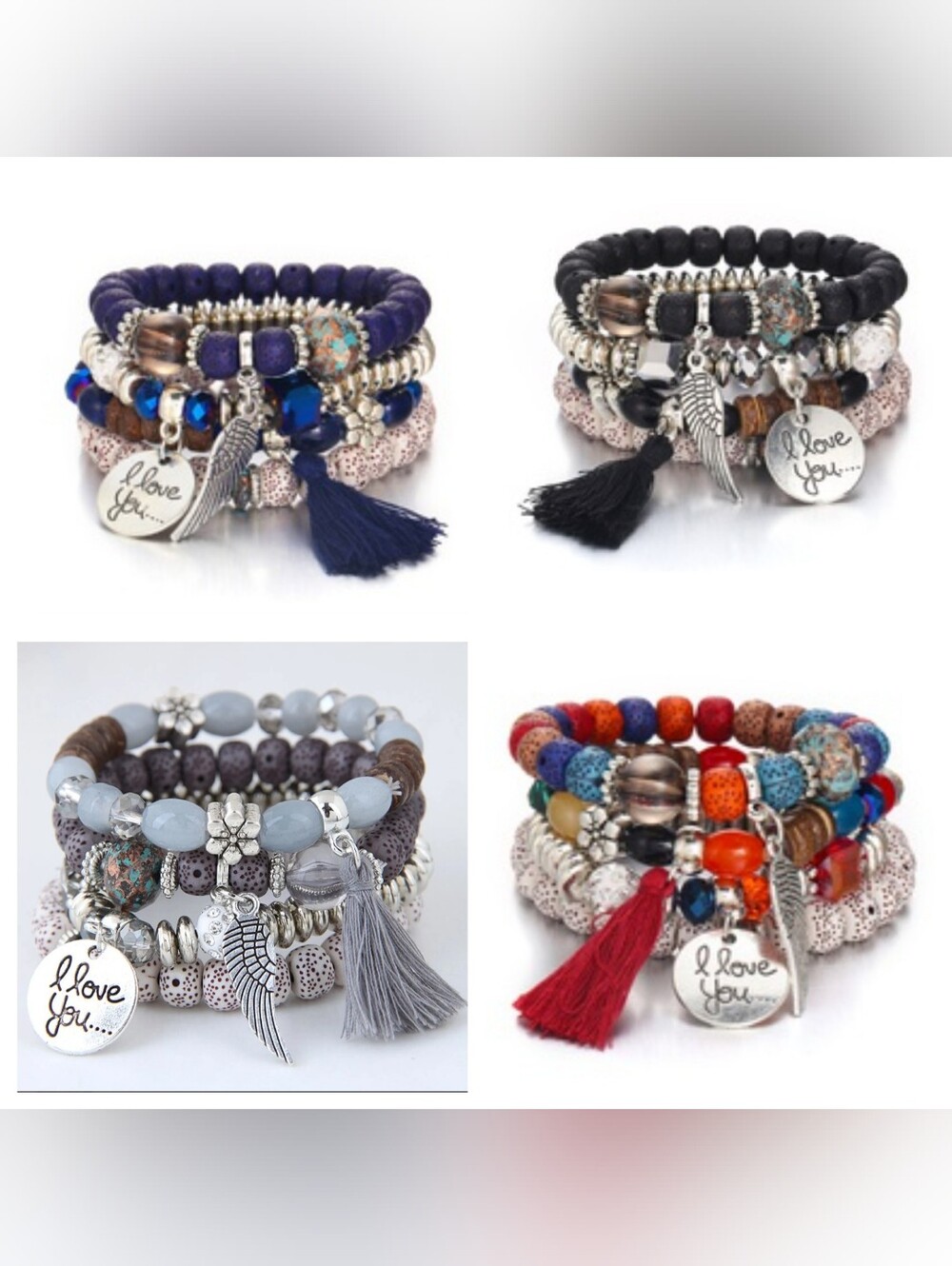 Beaded Multi-layer Bracelet With Tassel 4 Bracelet Set - Picture 12 of 14